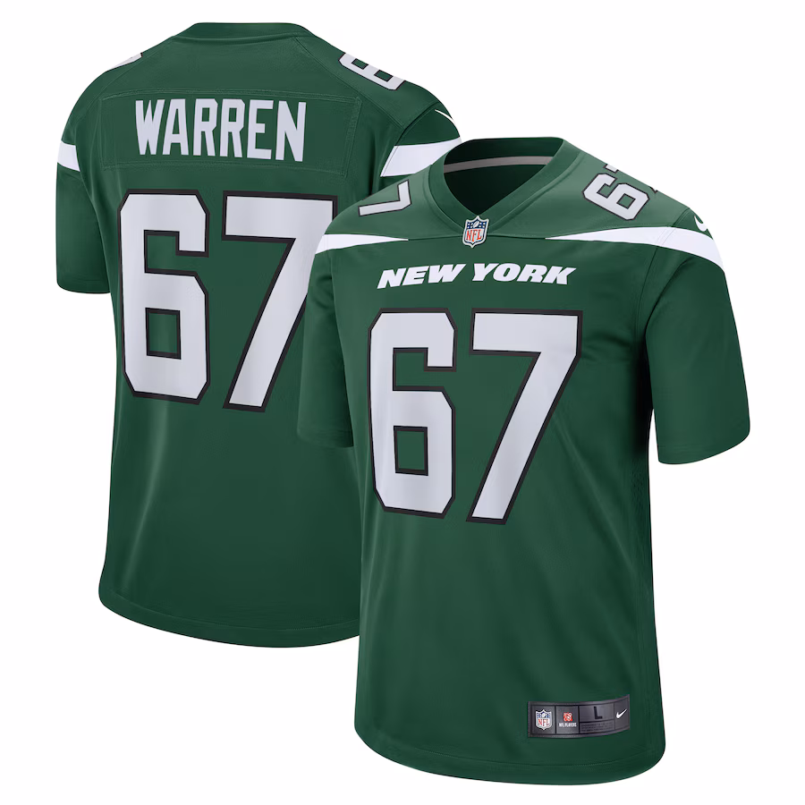 Men's New York Jets Carter Warren Nike Gotham Green  Game Jersey - Jersey