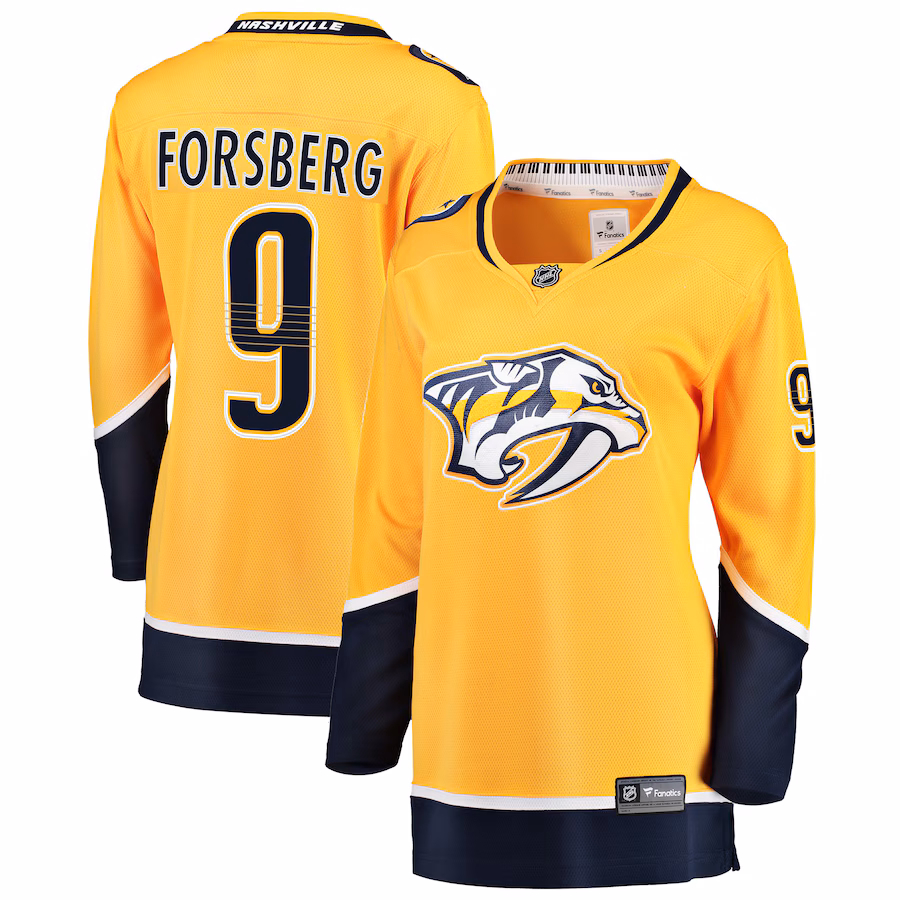 Women's Nashville Predators Filip Forsberg Fanatics Gold Breakaway Player Jersey - Jersey