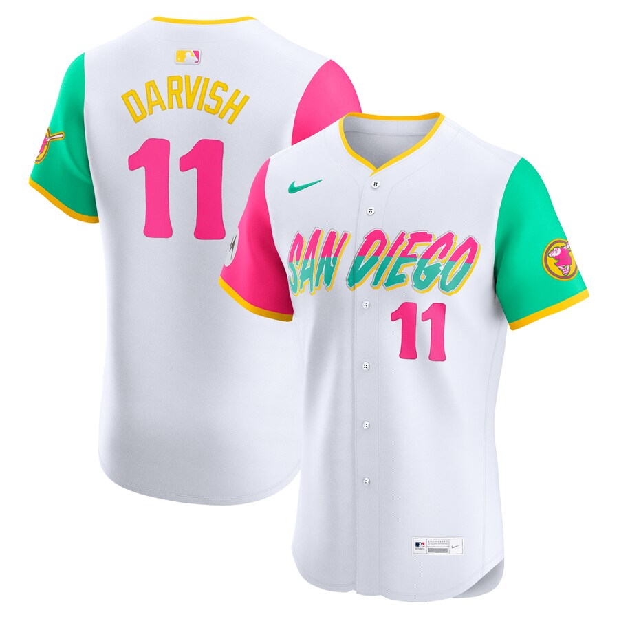 Men's San Diego Padres Yu Darvish Nike White City Connect Sponsor Patch Elite Player Jersey - Jersey