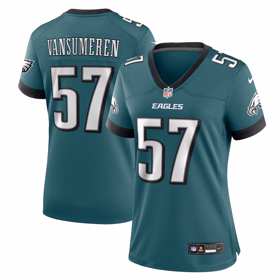 Women's Philadelphia Eagles Ben VanSumeren Nike Midnight Green Team Game Jersey - Jersey
