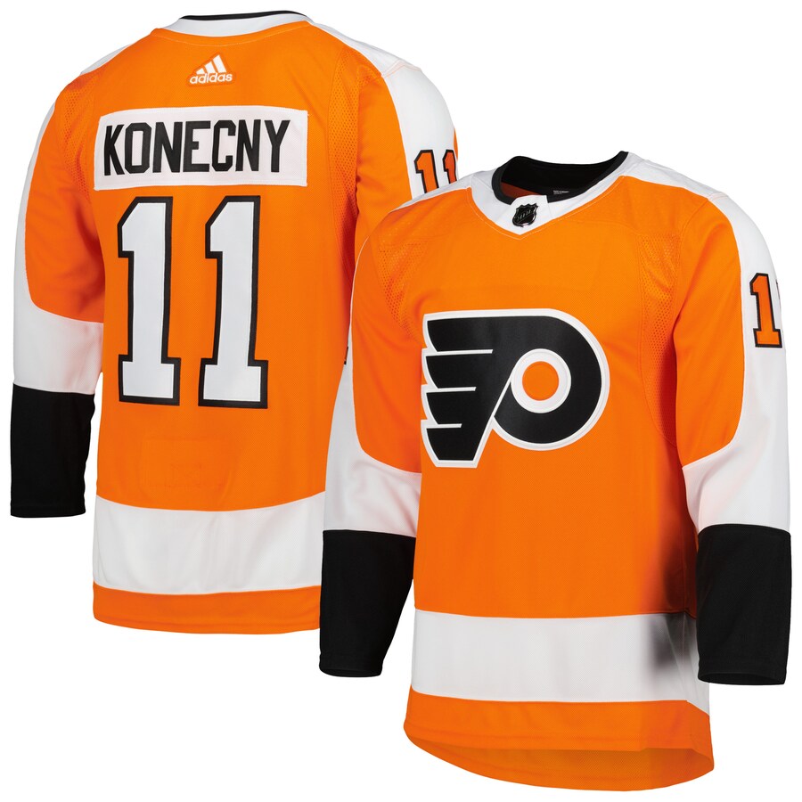 Men's Philadelphia Flyers Travis Konecny adidas Orange Home Primegreen Authentic Pro Player Jersey - Jersey