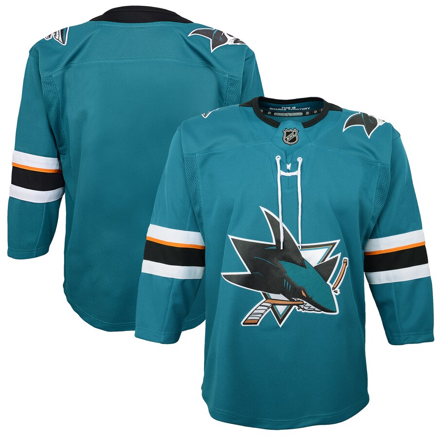 Youth San Jose Sharks Teal Home Premier Blank Jersey - Jersey