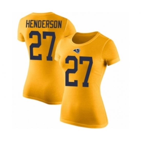 Women's Los Angeles Rams #27 Darrell Henderson Gold Rush Pride Name & Number T-Shirt - Jersey