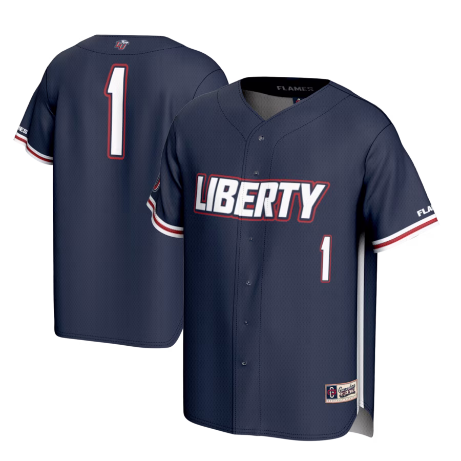 #1 Liberty Flames GameDay Greats Youth Lightweight Baseball Fashion Jersey - Navy - Jersey