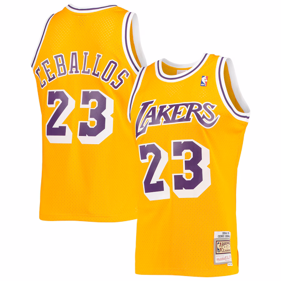 Men's Los Angeles Lakers Cedric Ceballos Mitchell & Ness Gold 1994/95 Hardwood Classics Swingman Jersey - Jersey
