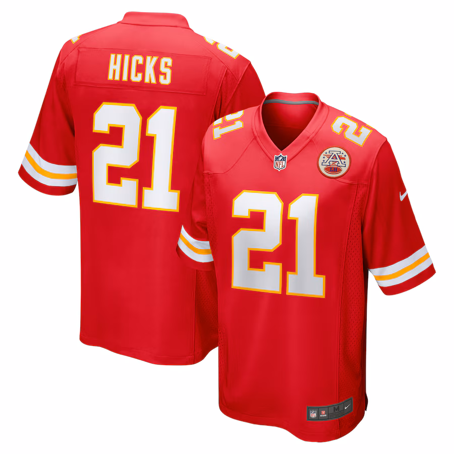 Men's Kansas City Chiefs Jaden Hicks Nike Red Game Jersey - Jersey