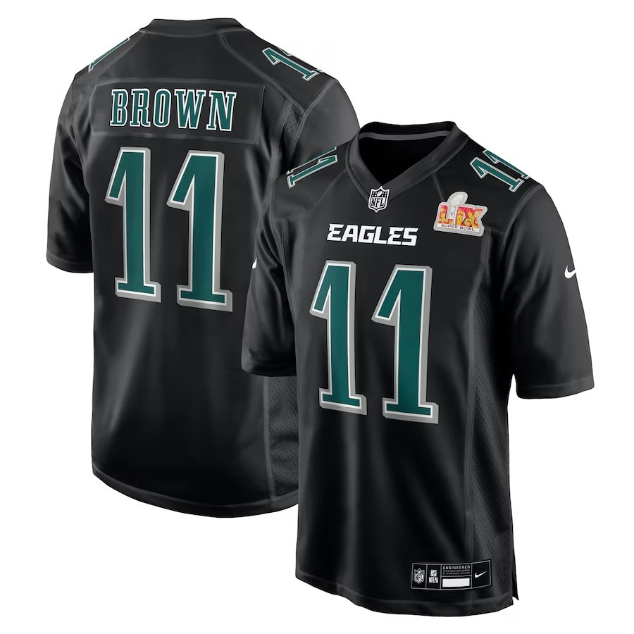 Men's Philadelphia Eagles A.J. Brown Nike Carbon Black Super Bowl LIX Fashion Game Player Jersey - Jersey