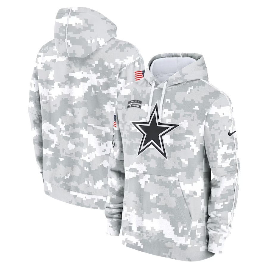 Men's Dallas Cowboys Nike Arctic Camo 2024 Salute To Service Big & Tall Club Fleece Pullover Hoodie - Jersey