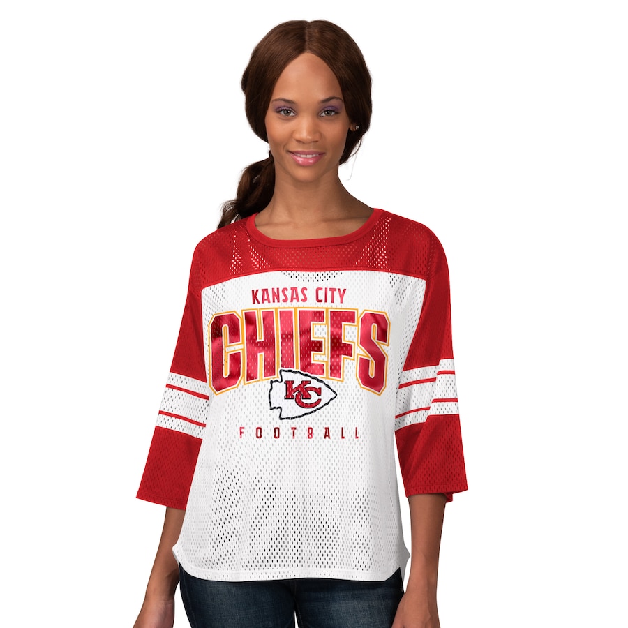 Women's Kansas City Chiefs  G-III 4Her by Carl Banks Red First Team 3/4-Sleeve Mesh T-Shirt - Jersey