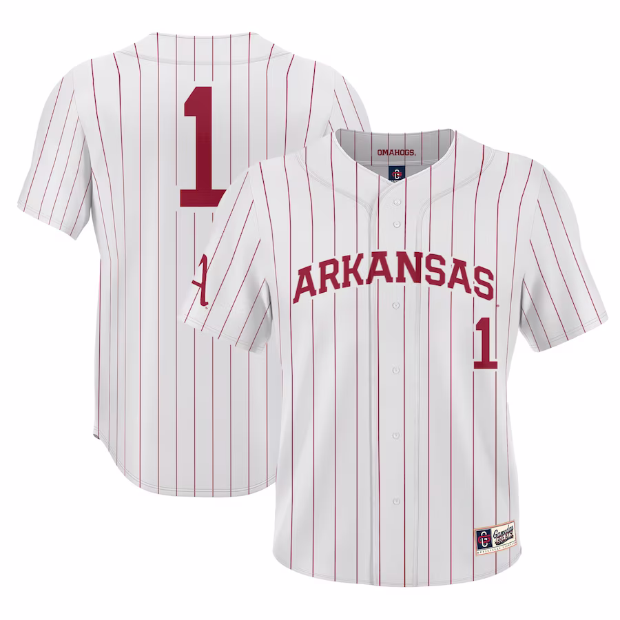 #1 Arkansas Razorbacks GameDay Greats Youth Lightweight Baseball Jersey - White - Jersey