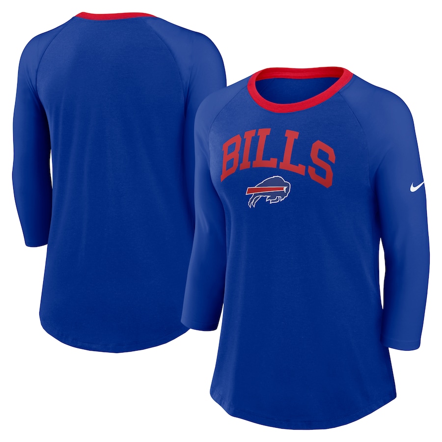 Women's Buffalo Bills Nike Royal Raglan 3/4 Sleeve T-Shirt - Jersey