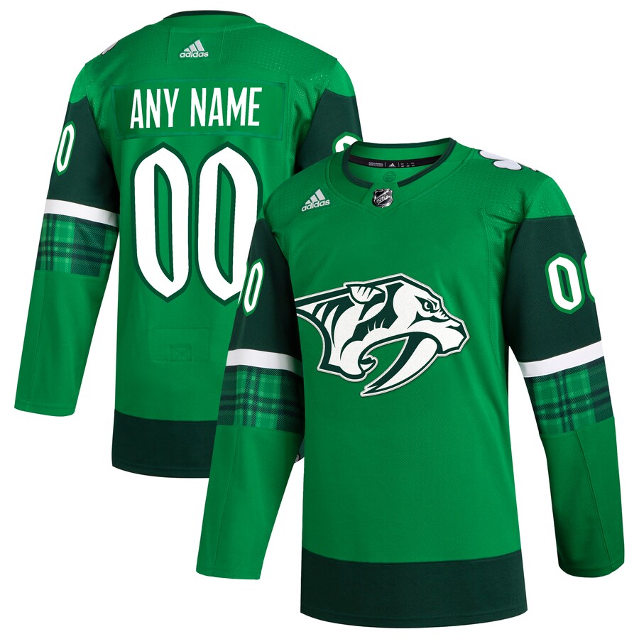 Men's Nashville Predators  adidas Kelly Green St. Patrick's Day Authentic Custom Jersey - Jersey