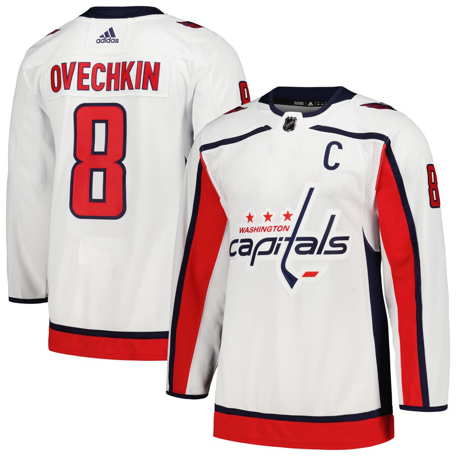 Men's Washington Capitals Alexander Ovechkin adidas White Away Captain Primegreen Authentic Player Jersey - Jersey