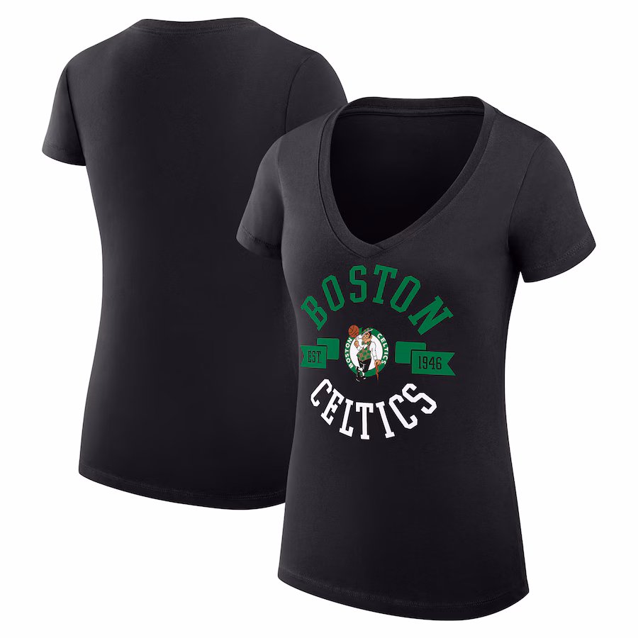 Women's Boston Celtics G-III 4Her by Carl Banks Black Large City Logo Fitted V-Neck T-Shirt - Jersey