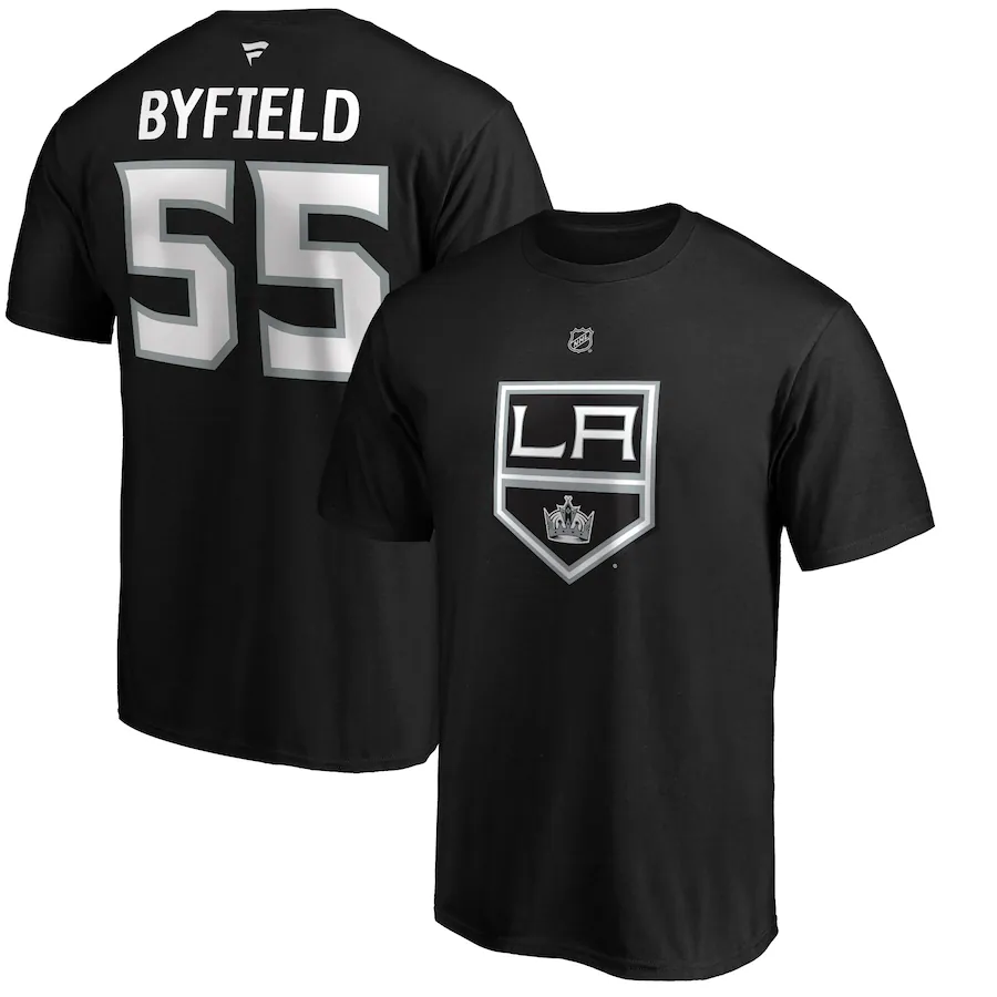 Men's Los Angeles Kings Quinton Byfield Fanatics Black Authentic Stack Name & Number T-Shirt - Jersey