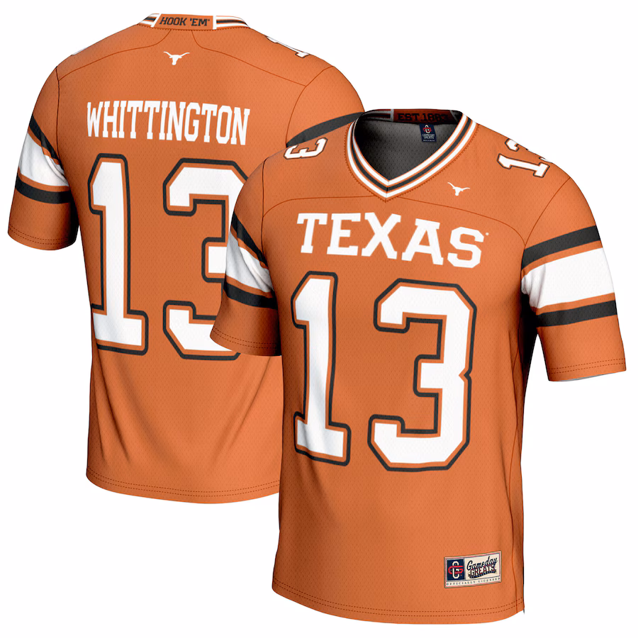 Jordan Whittington Texas Longhorns GameDay Greats NIL Player Football Jersey - Texas Orange - Jersey