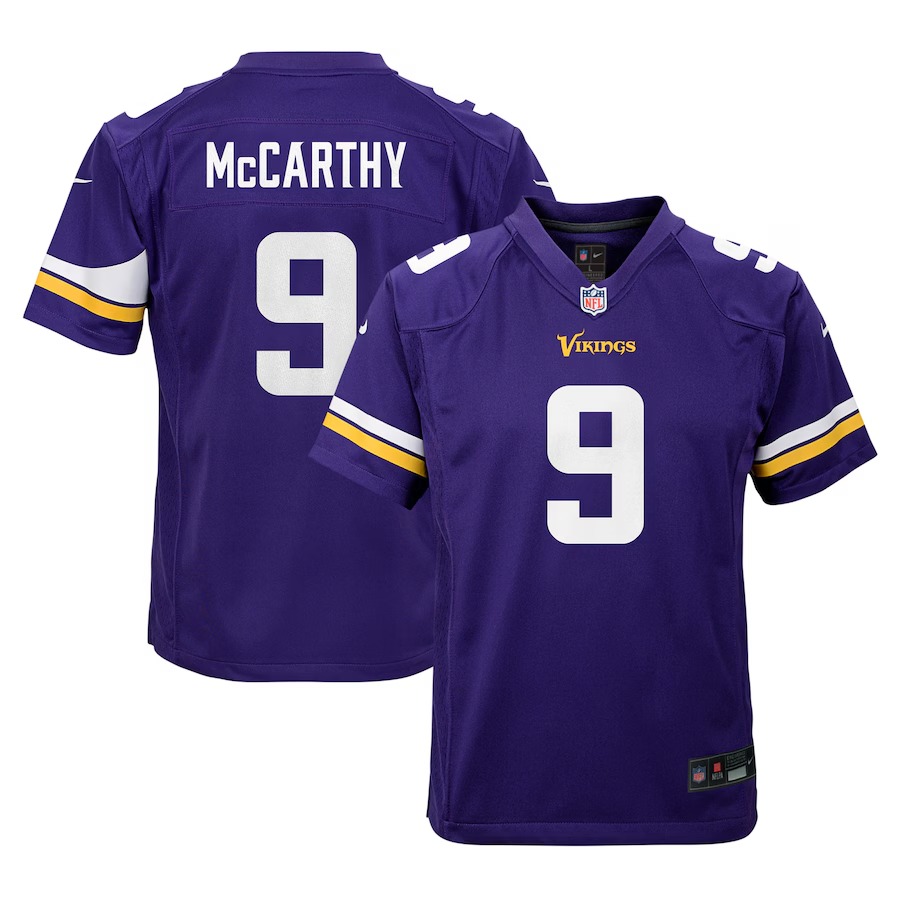 Youth Minnesota Vikings J.J. McCarthy Nike Purple Team Player Game Jersey - Jersey