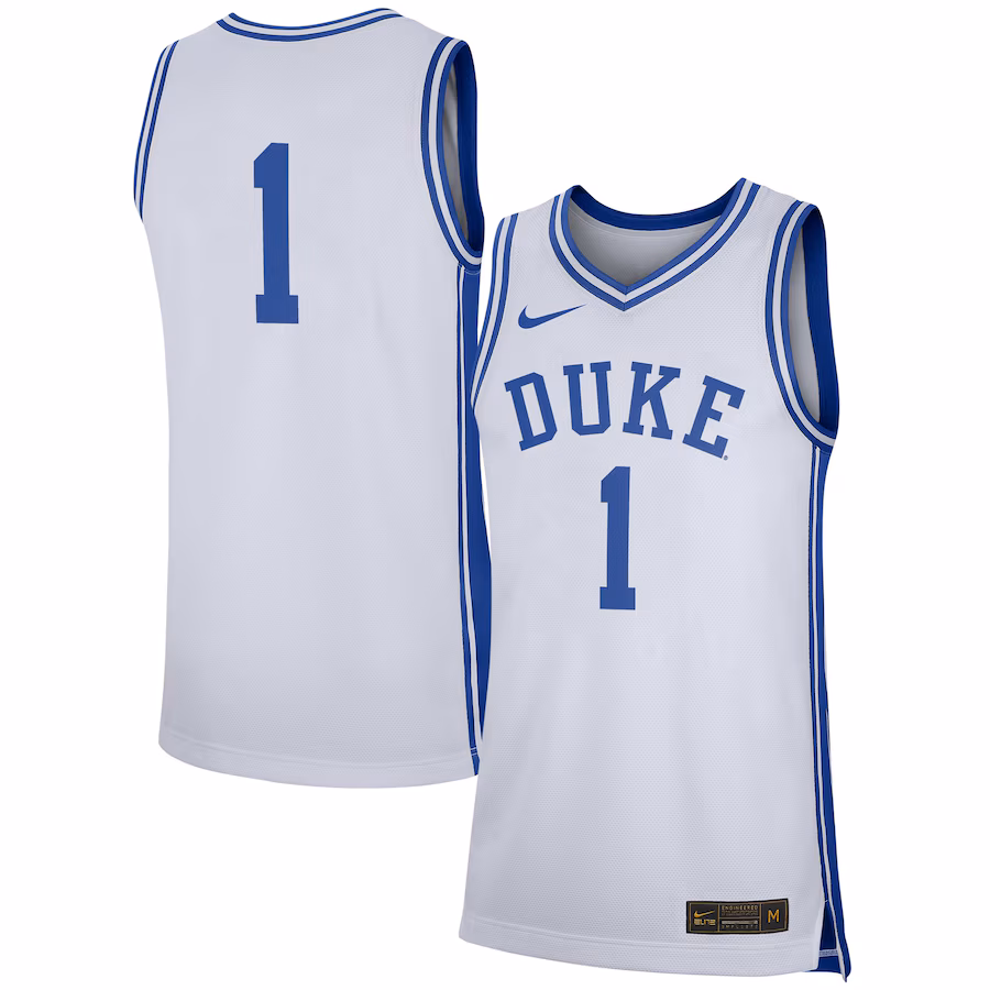Men's Nike #1 White Duke Blue Devils Replica Jersey - Jersey