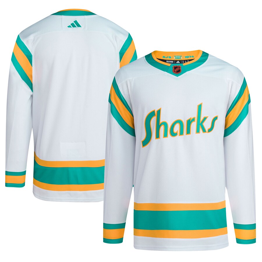 Men's San Jose Sharks adidas White Reverse Retro 2.0 Authentic Blank Jersey - Jersey