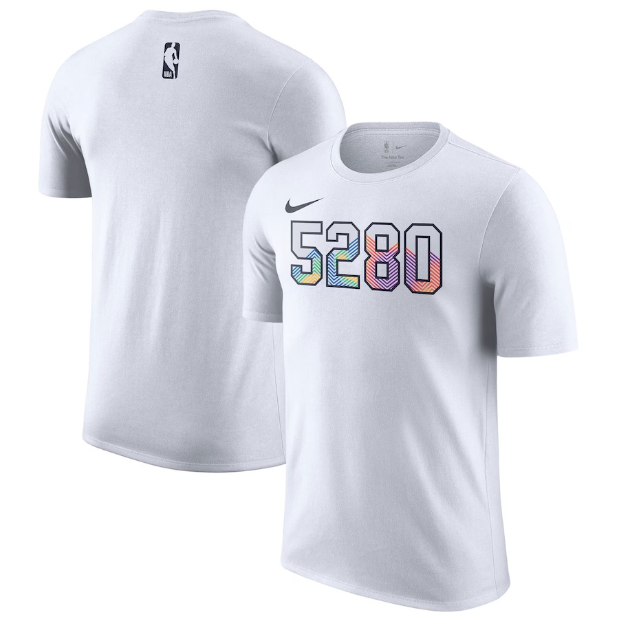 Men's Denver Nuggets Nike White 2024/25 City Edition Essential Logo T-Shirt - Jersey