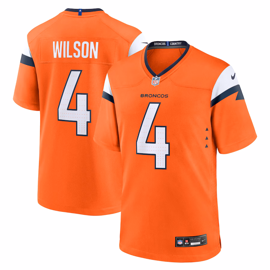 Men's Denver Broncos Zach Wilson Nike Orange Team Game Jersey - Jersey