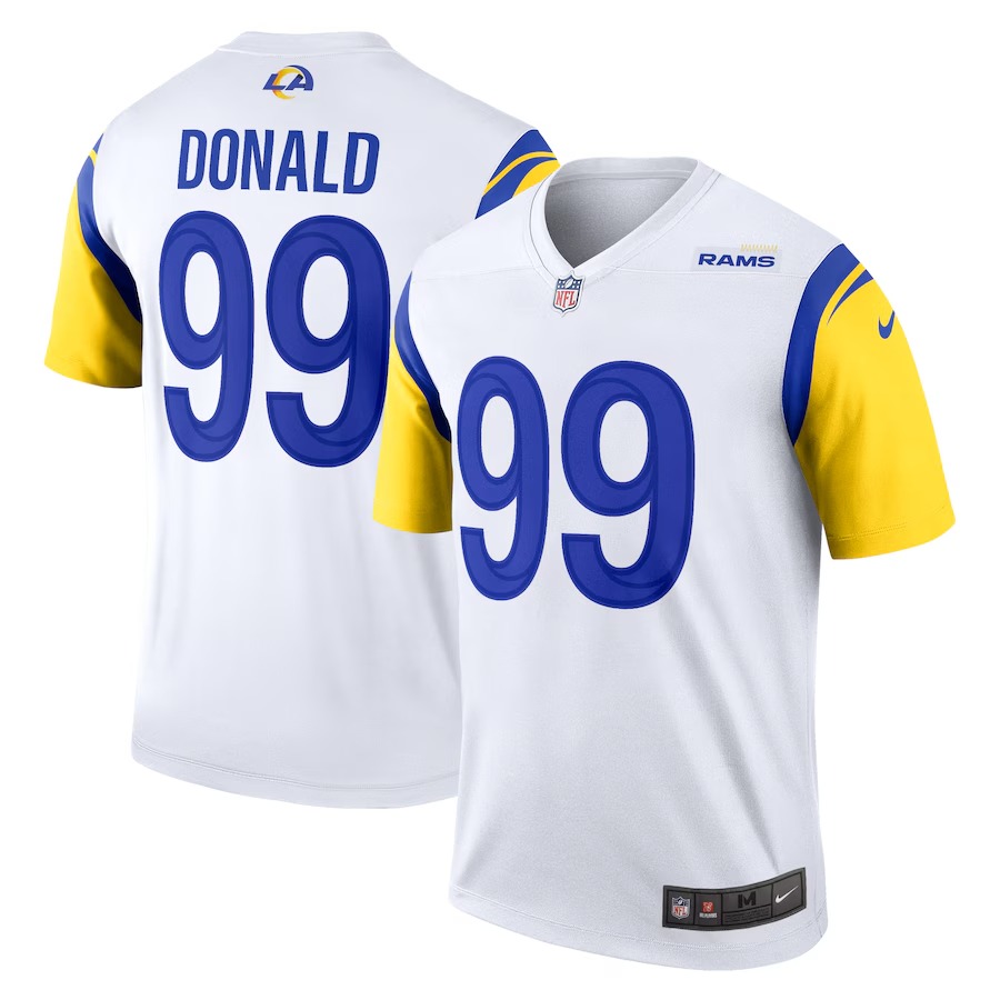 Men's Los Angeles Rams Aaron Donald Nike White Alternate Legend Player Performance Top - Jersey