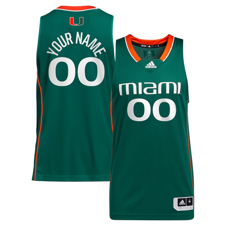 Miami Hurricanes adidas Unisex Custom Alternate Basketball Jersey - Green - Jersey