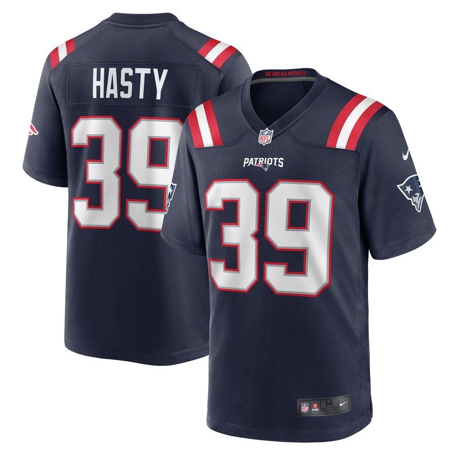Men's New England Patriots Jamycal Hasty Nike  Navy Team Game Jersey - Jersey