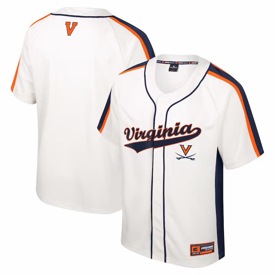 Men's Colosseum Cream Virginia Cavaliers Ruth Button-Up Baseball Jersey - Jersey