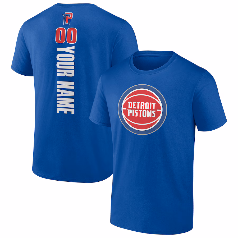 Men's Detroit Pistons Blue Personalized Playmaker Team T-Shirt - Jersey