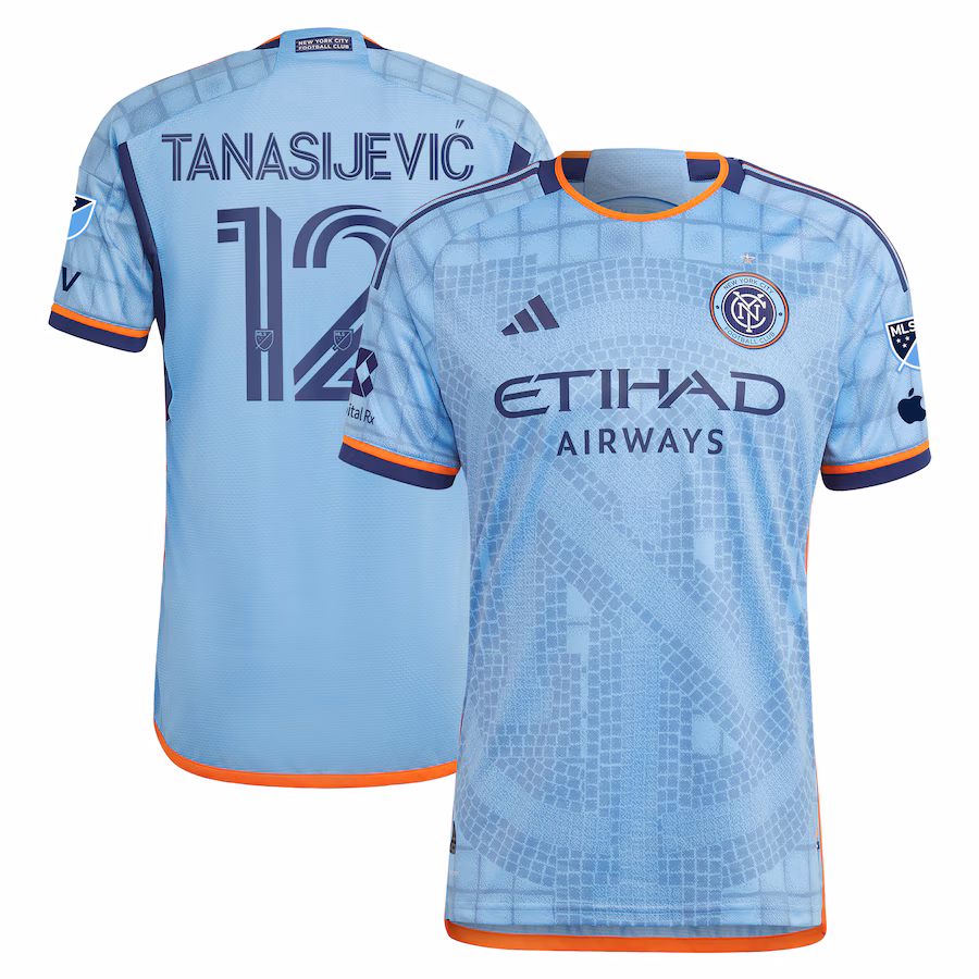 Men's New York City FC Strahinja Tanasijevic adidas Light Blue 2024 The Interboro Kit Authentic Player Jersey - Jersey