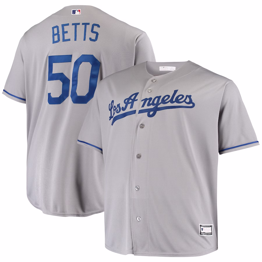 Men's Los Angeles Dodgers Mookie Betts Gray Big & Tall Replica Player Jersey - Jersey