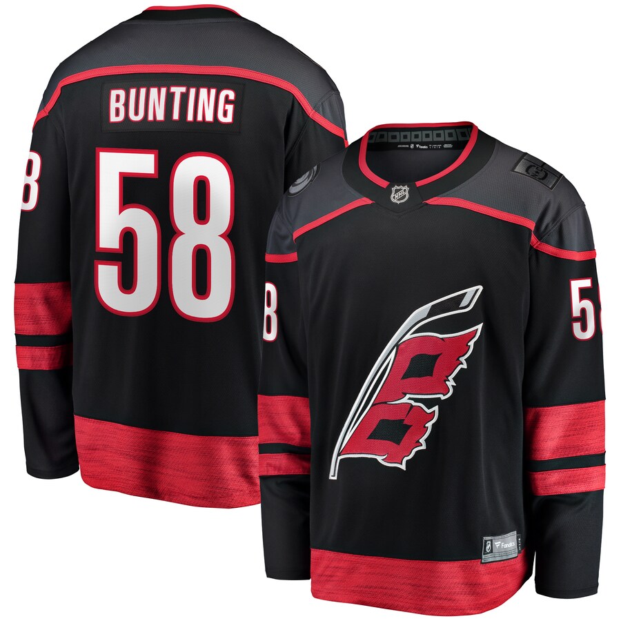 Men's Carolina Hurricanes Michael Bunting Fanatics Branded Black Home Breakaway Jersey - Jersey