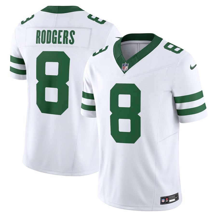 Men's New York Jets Aaron Rodgers Nike Legacy White Vapor F.U.S.E. Limited Jersey - Jersey