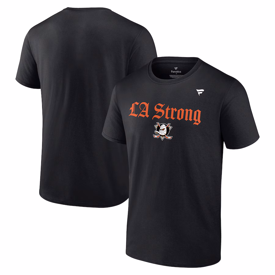 Unisex Anaheim Ducks Fanatics Black LA Strong T-Shirt - Jersey