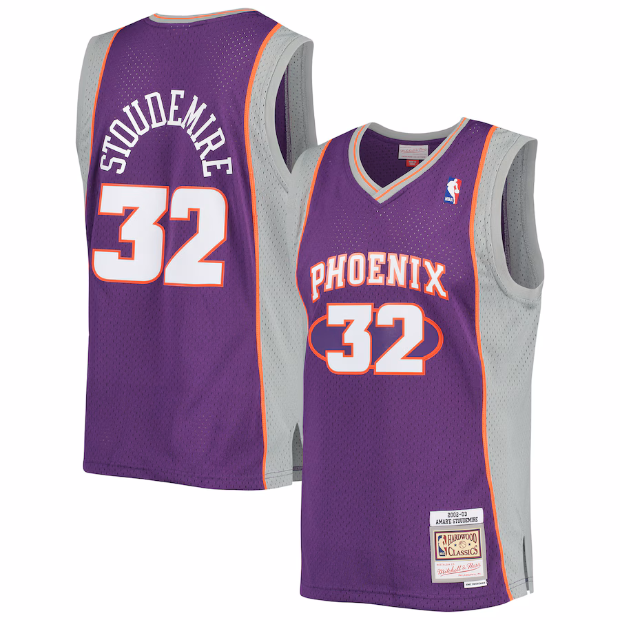 Men's Phoenix Suns Amar'e Stoudemire Mitchell & Ness Purple 2001/02 Hardwood Classics Swingman Jersey - Jersey