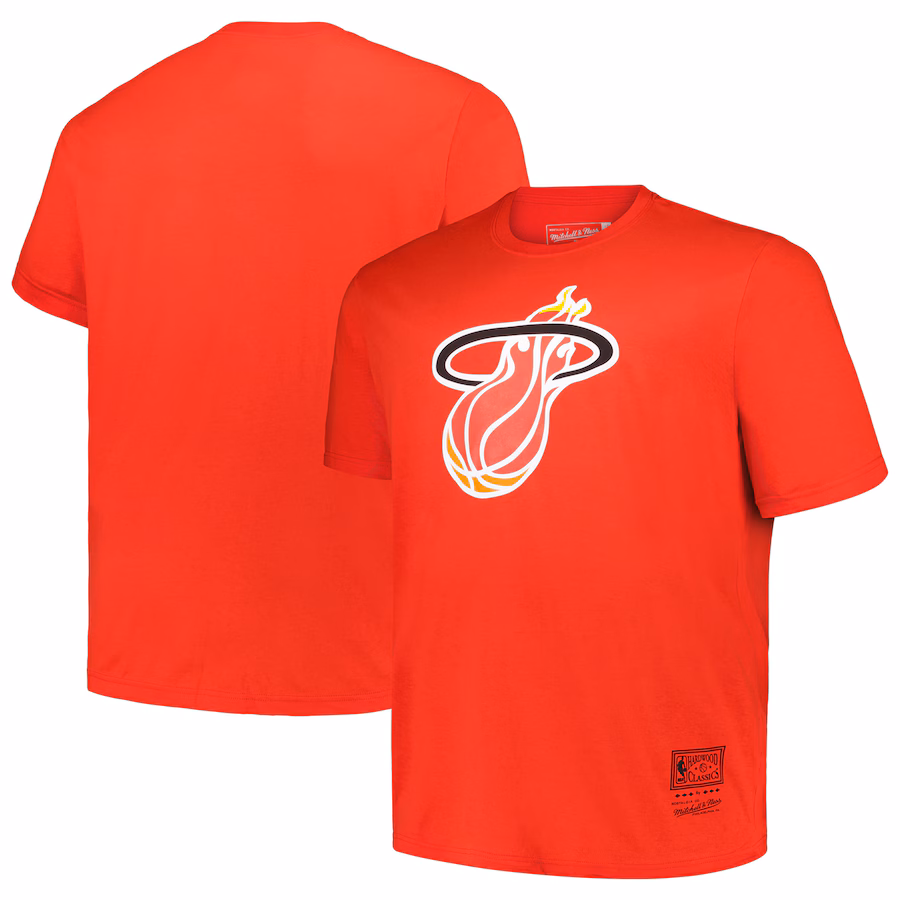 Men's Miami Heat Mitchell & Ness Red Big & Tall Hardwood Classics Vintage Logo T-Shirt - Jersey