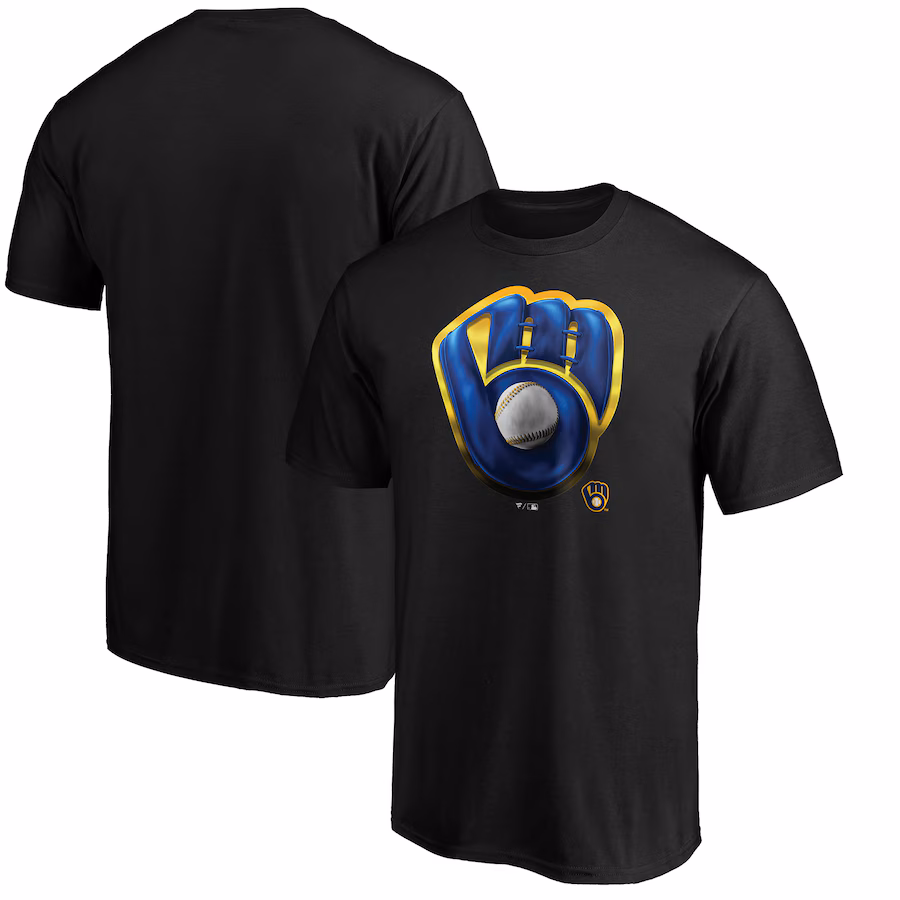 Men's Milwaukee Brewers Black Midnight Mascot Logo T-Shirt - Jersey