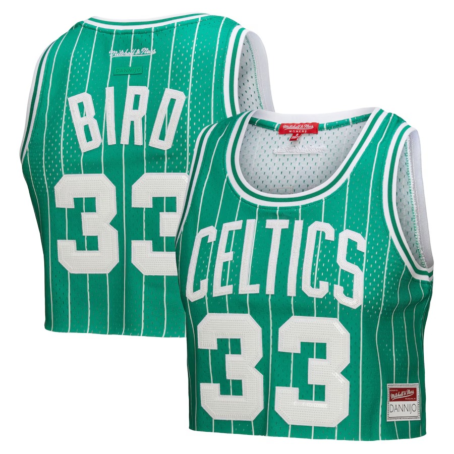 Women's Boston Celtics Larry Bird Mitchell & Ness x DANNIJO Kelly Green Fashion Cropped Basketball Jersey - Jersey