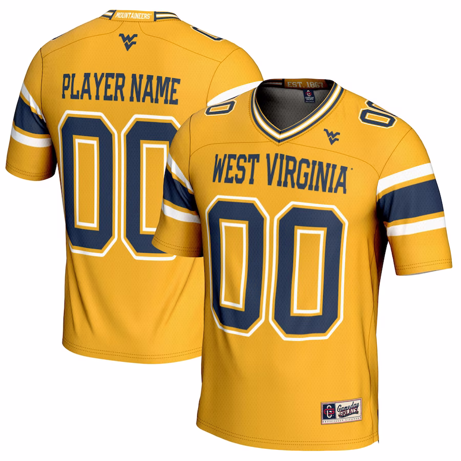 West Virginia Mountaineers GameDay Greats Youth NIL Pick-A-Player Football Jersey - Gold - Jersey