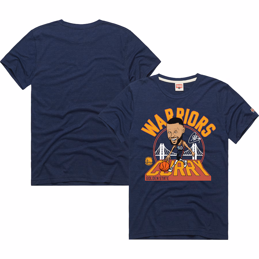 Unisex Golden State Warriors Stephen Curry Homage Navy 2024/25 City Edition Caricature Tri-Blend T-Shirt - Jersey