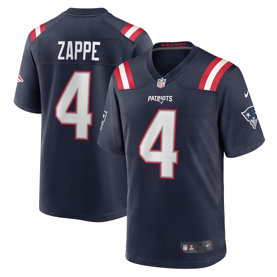 Men's New England Patriots Bailey Zappe Nike Navy Game Player Jersey - Jersey