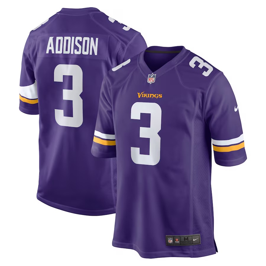 Men's Minnesota Vikings Jordan Addison Nike Purple Game Jersey - Jersey