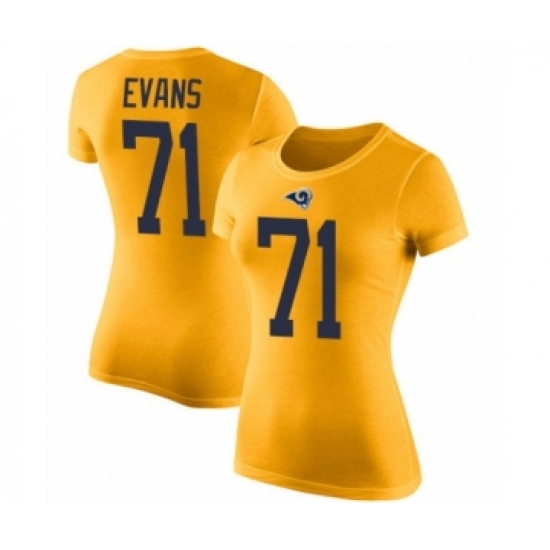 Women's Los Angeles Rams #71 Bobby Evans Gold Rush Pride Name & Number T-Shirt - Jersey