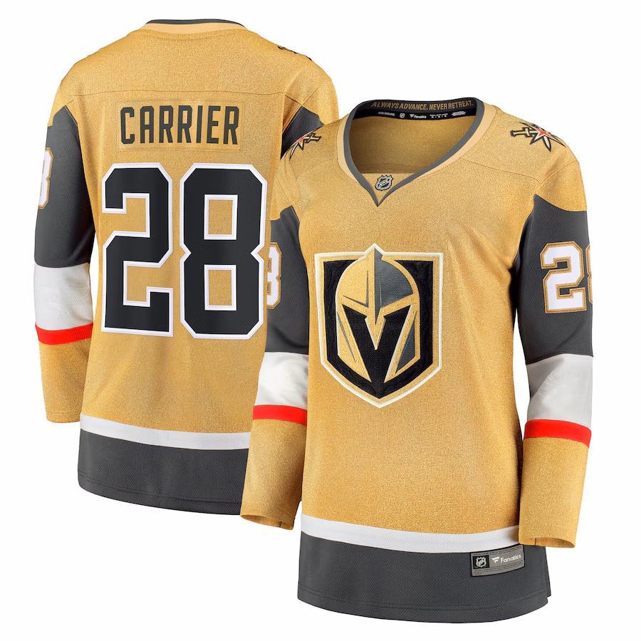 Women's Vegas Golden Knights William Carrier Fanatics Gold Home Breakaway Player Jersey - Jersey