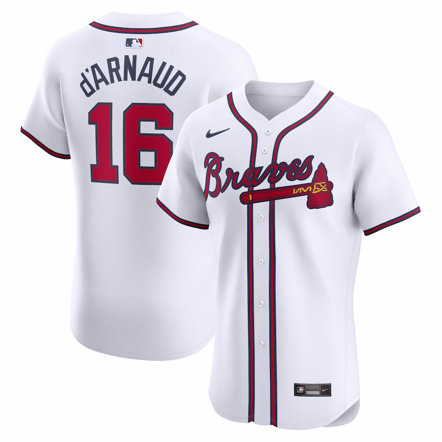Men's Atlanta Braves Travis d'Arnaud Nike White Home Elite Player Jersey - Jersey