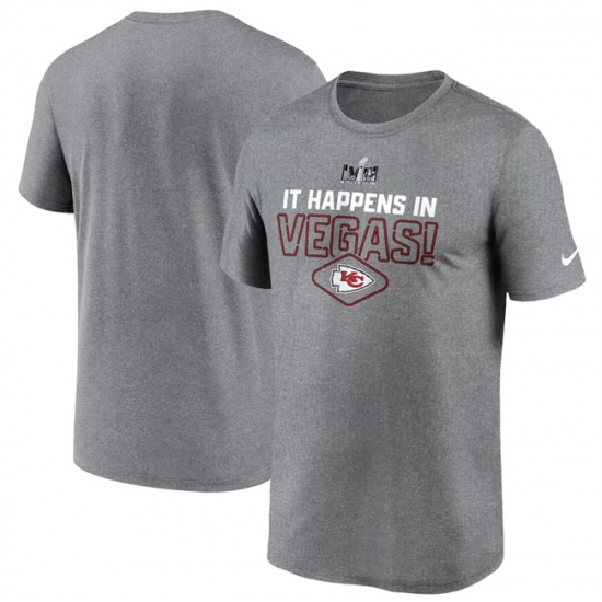 Men's Kansas City Chiefs Heather Gray Super Bowl LVIII Logo Lockup T-Shirt - Jersey