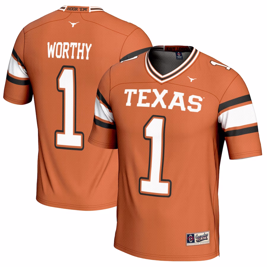 Xavier Worthy Texas Longhorns GameDay Greats NIL Player Football Jersey - Texas Orange - Jersey
