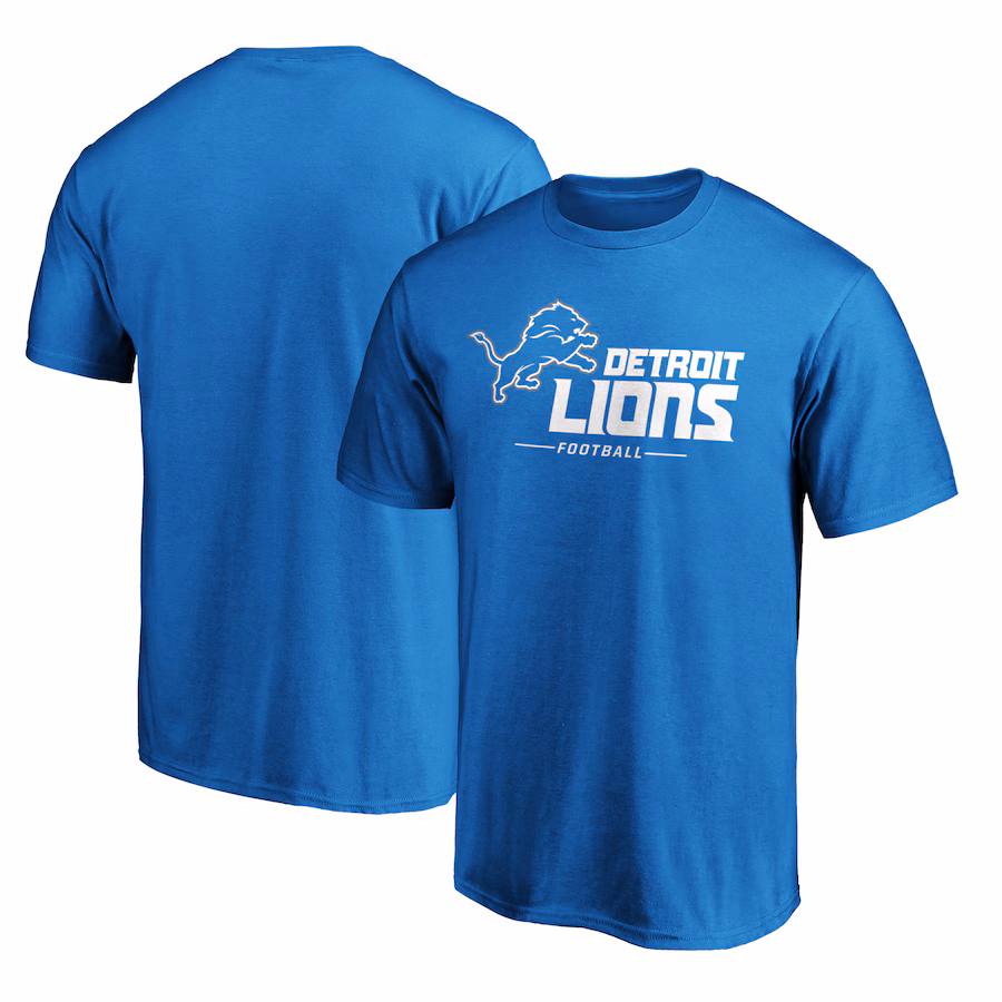 Men's Detroit Lions  Blue Team Lockup T-Shirt - Jersey