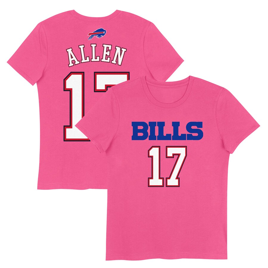 Girls Youth Buffalo Bills Josh Allen Pink Player Name & Number T-Shirt - Jersey